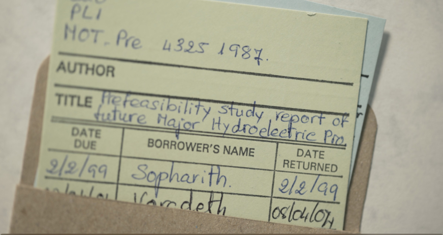Image depicts an index card that shows when and by whom the pre-feasibility study was retrieved